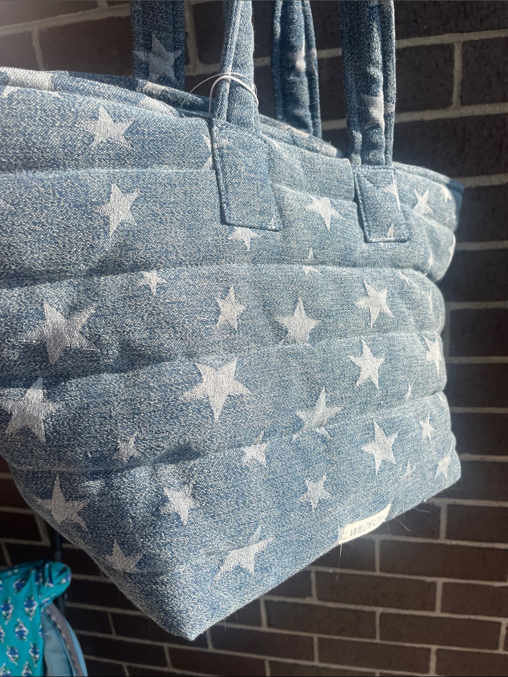 Wildfox Dark Denim Star Quilted Tote, NWT